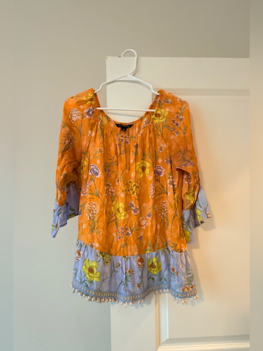 Zac & Rachel Orange and Lavender Floral Peasant Tunic